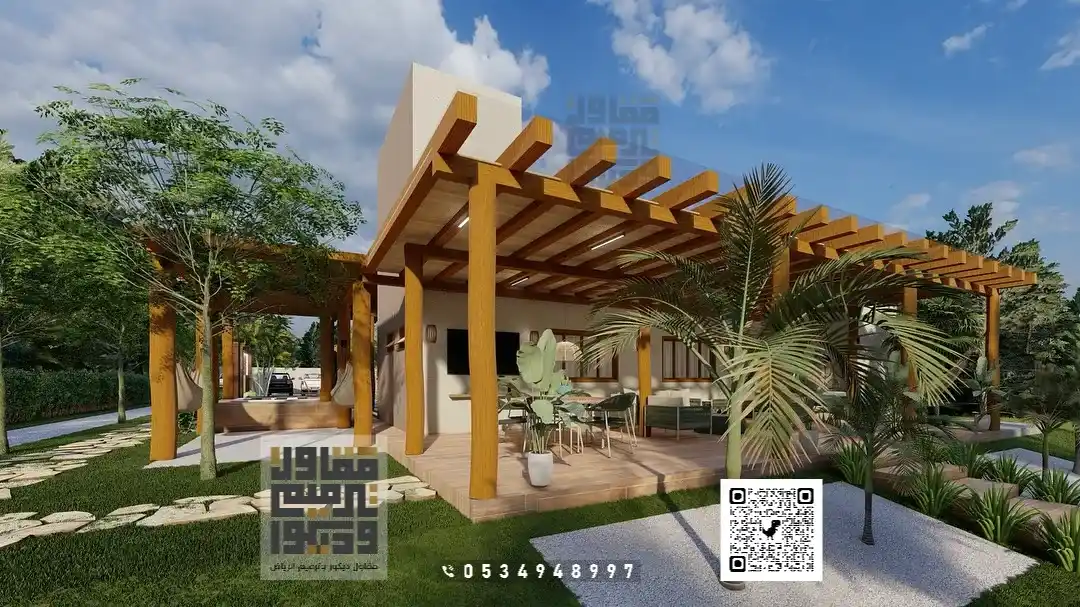 برجولات خشب مودرن في حي بيبان في الرياض